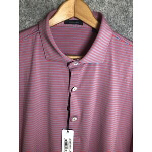 Turtleson Shirt Mens Large Grey Stripe Polo Performance Stretch Golf Casual NEW